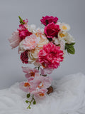 Colorful bridal bouquet Pink Orchid Rose Cascading Bridal Bouquet/Hot Pink, Blush,Cream Fuchsia Faux Wedding Flowers/Vibrant Summer bouquet Bouquet
