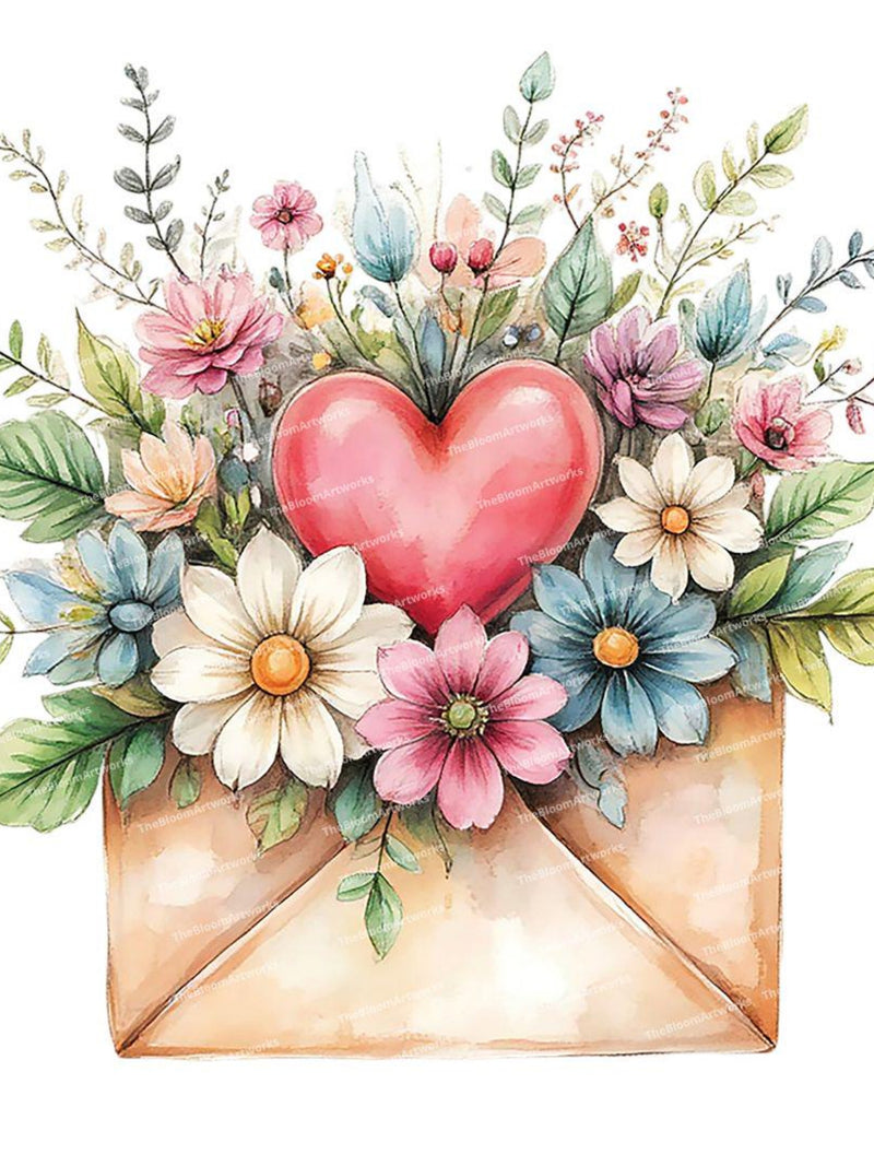 14 Floral Letter Clipart, Floral Heart Clipart, Love Letter, Romantic Clip Art, High Quality PNG/JPGs for Junk Journals Greeting Cards Love Romance Flower