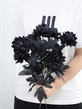 Artificial Black Dahlia_15 inch_faux Silk Chrysanthemum_Gothic Home wedding Decor_artificial black flower_DIY floral silk flower