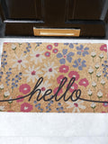 Hello Scribbly Floral Doormat - Home Decor - Indoor Doormat - 60 x 40cm FLOWER DELIVERY