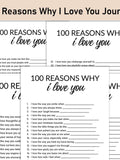100 Reasons Why I Love You Printable Worksheet, Journal Printable, Fill-in-the-Blank Questions, Couple Journal Workbook, Love, Relationship Love Romance Flower