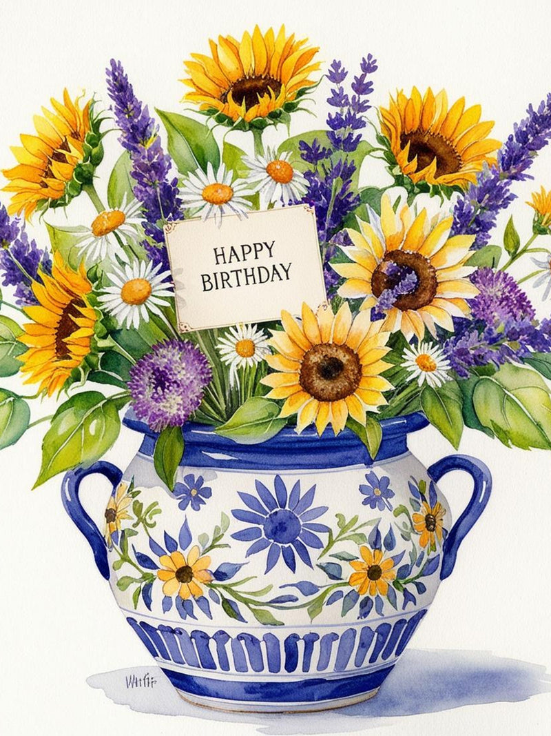Happy Floral Birthday Clipart Bundle PNG - Printable Card & Banner Art birthday flower