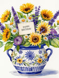 Happy Floral Birthday Clipart Bundle PNG - Printable Card & Banner Art birthday flower