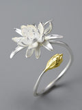 Silver Chrysanthemum Flower Ring ¥ Adjustable Open Size ¥ Statement Cocktail Peony Floral Ring ¥ Tariff Free Delivery to USA FLOWER DELIVERY