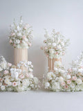 Blush & White Wedding Flower Arrangement | Faux Rose, Orchid Pillar Decor wedding flower