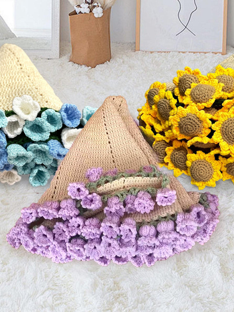 Handmade crocheted lily of the valley blanket,Rose Bouquet Blanket,Wedding Gift,Mother's Day bouquet blanket,Crochet Flower Blanket Bouquet