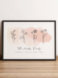 CUSTOM Birth Flower Art, Digital Art, Personalised Gift, Birth Flower Artwork, Line Drawing, Mothers Day, Watercolour Flower, Christmas gift birthday flower