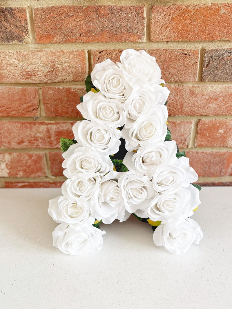 Funeral Flower Letter Tribute: Artificial Rose Arrangement sympathy flower