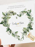 Personalised Wedding Floral Card | Newly Married Couple Greeting | Congratulations Wedding Card | Wedding Gift Card | Green Floral wedding flower