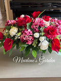ETERNAL LOVE Variegated Pink Hydrangeas Cemetery Saddle, Large Cemetery Saddle, Cemetery Flowers, Tombstone, Tribute, Marlene's Garden FLOWER DELIVERY