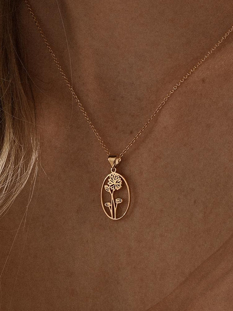 Personalized Birthflower Necklace, Birthflower Pendent Necklace for Women, Custom Gold Necklace, Mothers Necklace, Birthday Gift for Her birthday flower