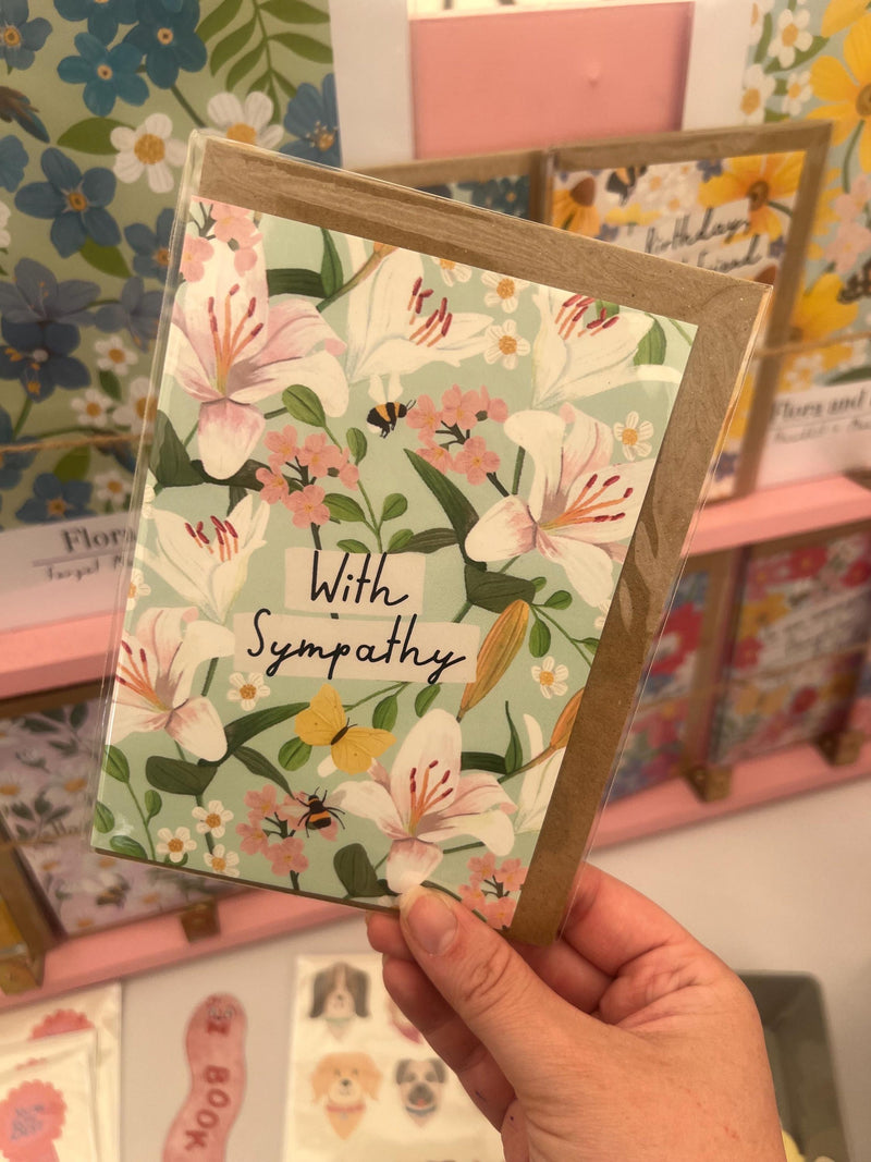Sympathy Card. Beautiful Hand-illustrated Floral Condolence card (A6) sympathy flower