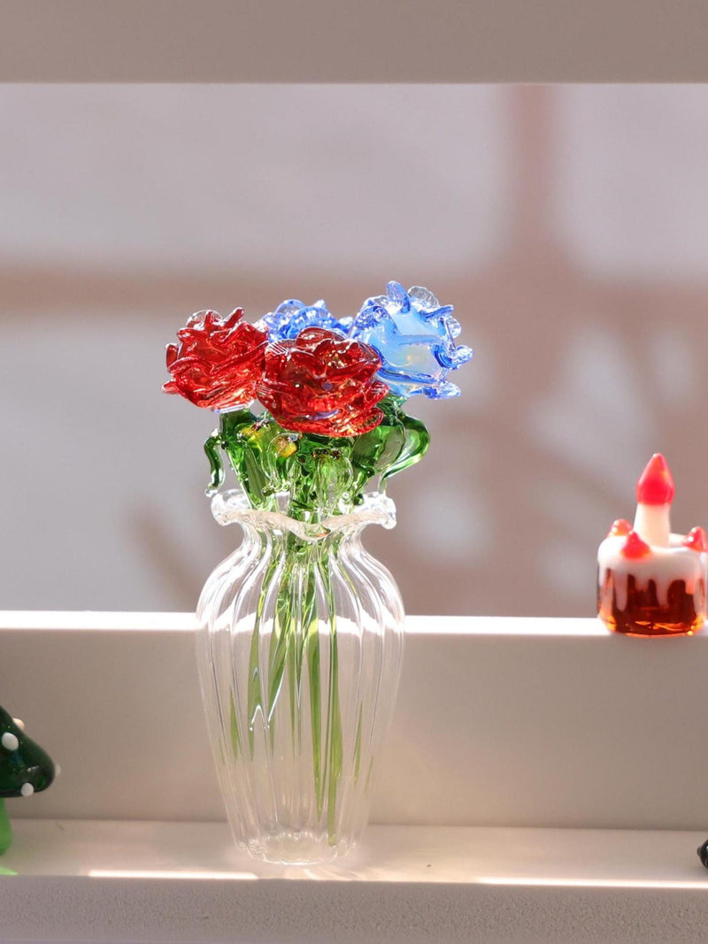 Glass Rose Flower, Jun Birth Month Flower, Birth Flower Gift, Hand Blown Spring Flower, Personalized Gifts, Gift For Her ANNIVERSARY
