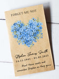 Forget Me Not Seed Packets,  Custom Memorial Favors, Funeral Favours, In memory of gift, Funeral Seed Envelopes sympathy flower