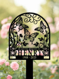 Custom Memorial Garden Sign with Butterflies, Remembrance Plaque, Sympathy Gift, Butterfly Memorial Sign, Floral memorial sign, Gift for mom sympathy flower