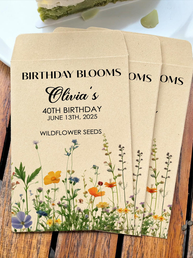 Custom Birthday Seed Packet/Personalized Seed Packets for Birthday Party/Seed Envelope Birthday Celebration/Birthday Gifts/Quinceanera Favor birthday flower