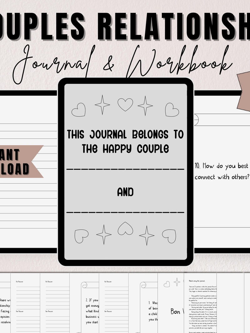 Couples Love & Romance Journal: Relationship Workbook (KDP Interior Digital Download) Love Romance Flower