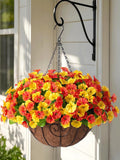 Artificial Hanging Flower Basket Ð Faux Petunias & Morning Glory for Outdoor Patio Decor faux plants