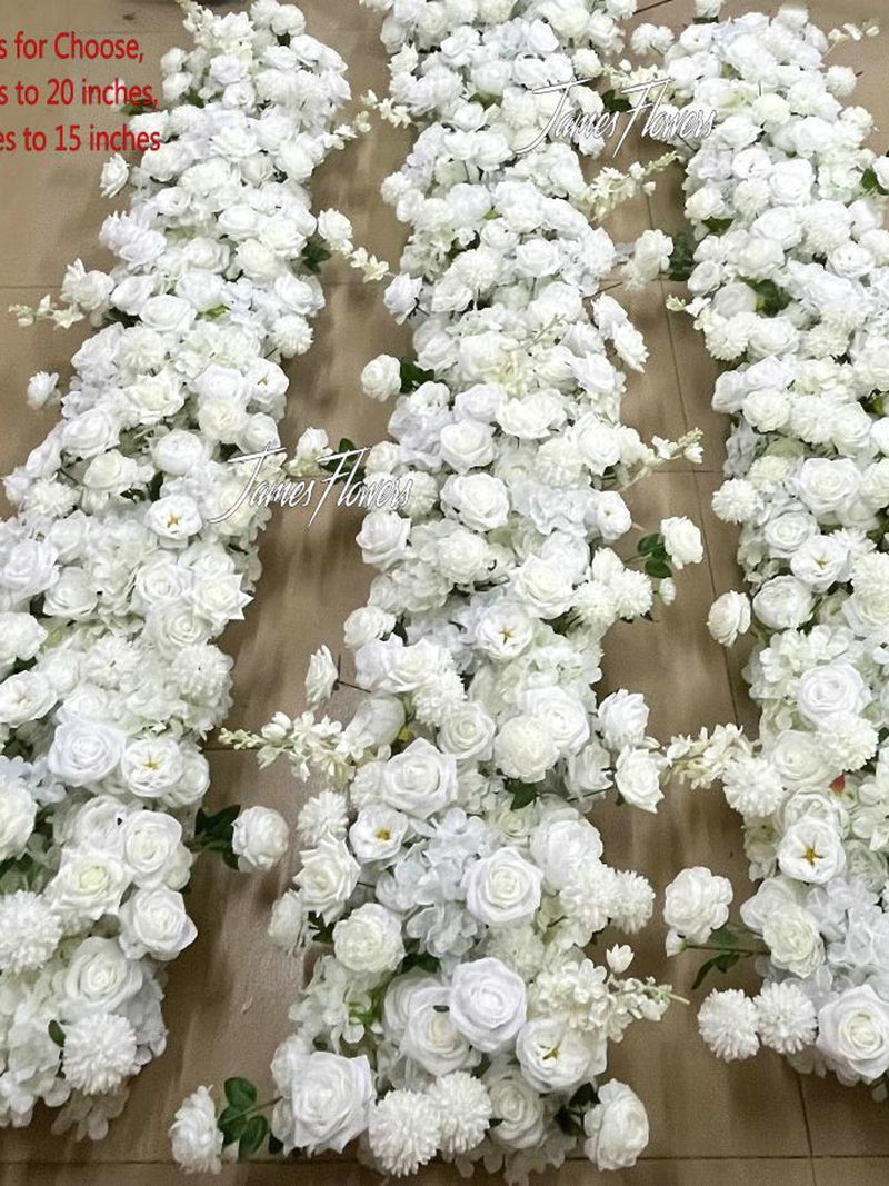 White Wedding Flower Arrangement: Aisle Runner Decor wedding flower