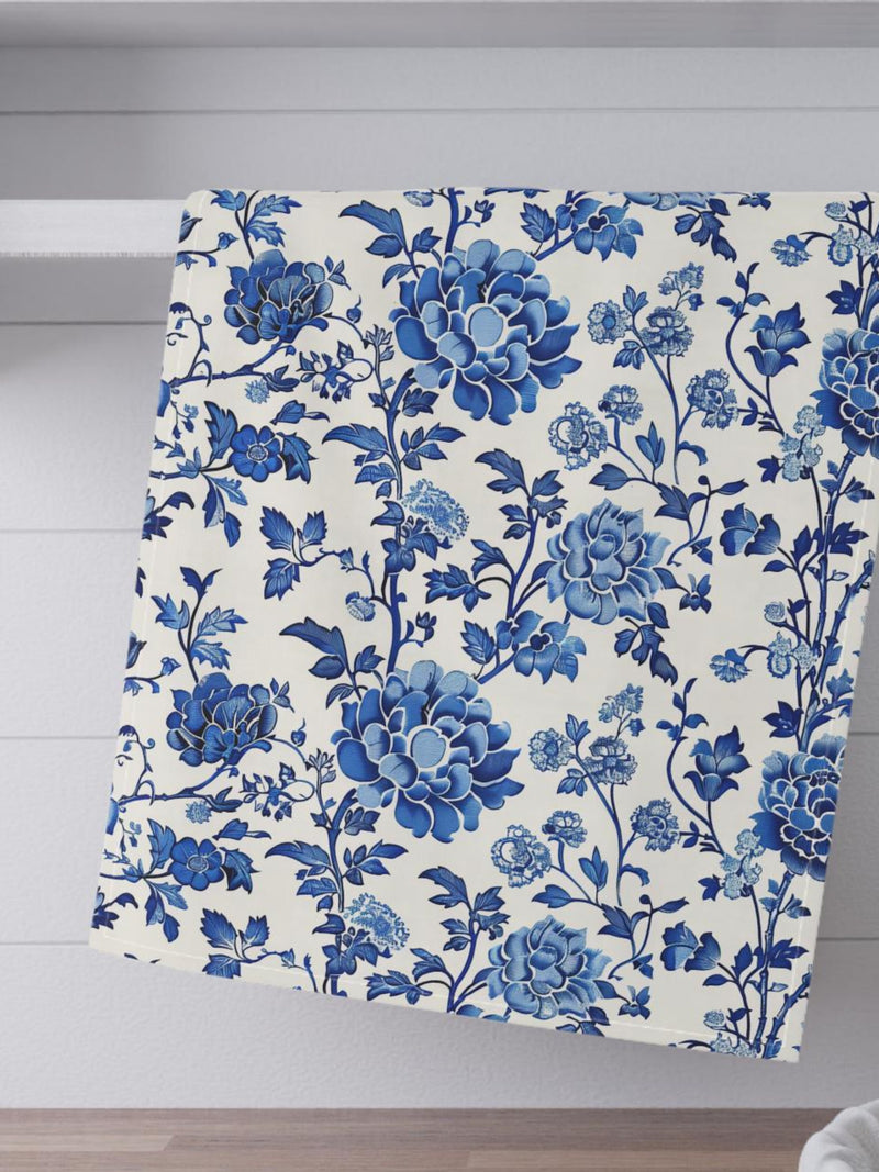 Blue flower Toile Kitchen Towel Housewarming Gift For Women Cotton Toile Dish Towel First Home Gift Kitchen Towels New Home Gift For Mom house warming flower