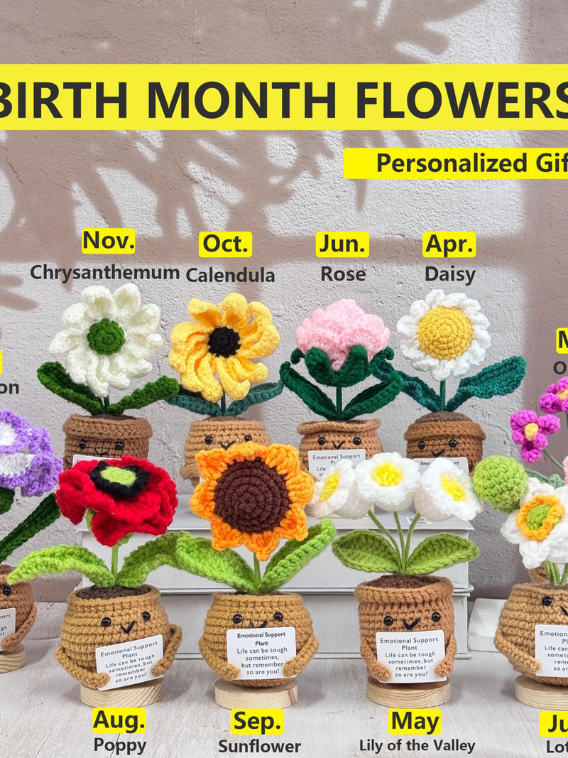 Personalized Crochet Birth Month Flowers,Handmade Birthday Flowers,12 Months Flowers,Custom Mother's Day Birthday Gift,Graduation Keepsakes birthday flower