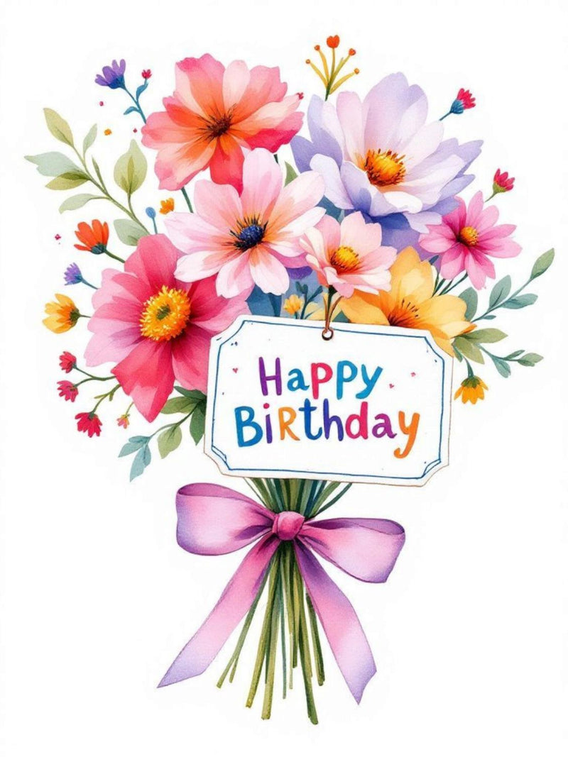 1000 + Floral Happy Birthday Card : Whimsical Digital Gift for Her birthday flower