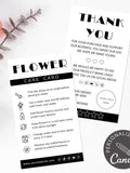 Editable Flower Care Card | Canva Template for Florist Thank You, Plant Fresh Cut Blooms, Printable Flower Delivery Care Instructions Insert FLOWER DELIVERY