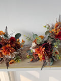 Burnt orange & burgundy wedding flowers, Burnt orange fall wedding bouquets,  Rustic wedding flowers,  Burnt orange eucalyptus faux flowers wedding flower