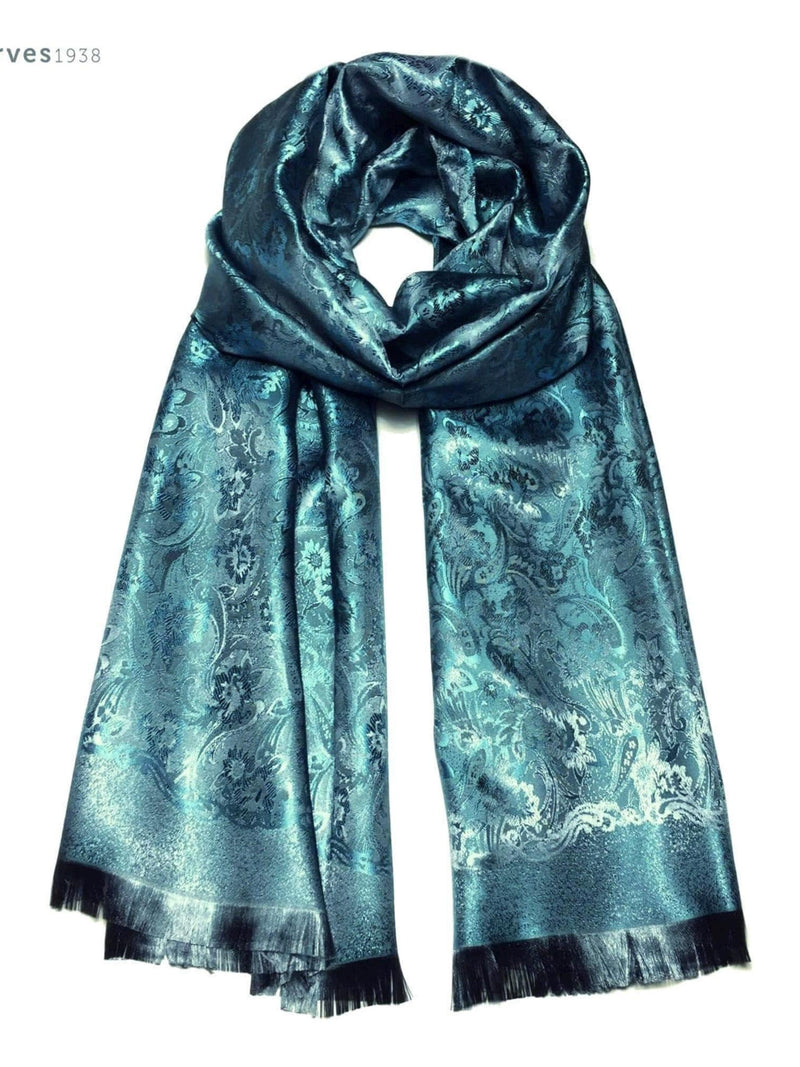 Blue/green silk flower scarf Gift for her shawl elegant scarf scarves1938 Silk scarf flowers lover Festival scarves Green blue silk scarf silk flower