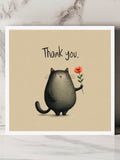 Funny cat thank you card cute minimalist illustration with flower artistic design perfect for friend appreciation or any occasion FLOWER DELIVERY