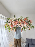 Coral Pink and Cream Wedding Arch Flowers: Artificial Wildflower Decoration wedding flower