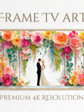 Bride and Groom Wedding Frame TV Art | Floral Arbor Oil Painting | Romantic Digital Art Download | Elegant Samsung Frame TV Decor Love Romance Flower