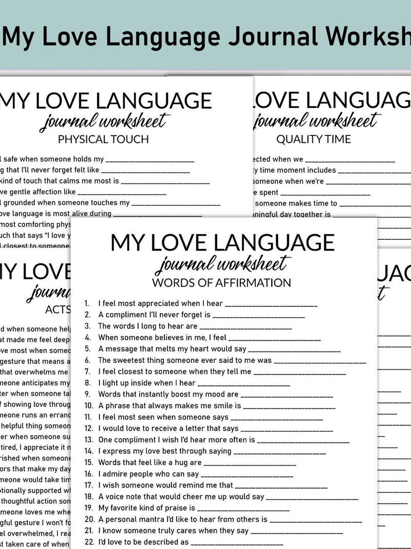 My Love Language Printable Worksheet, Journal Printable, Fill-in-the-Blank Questions, Journal Workbook, Words of Affirmation, Quality Time Love Romance Flower