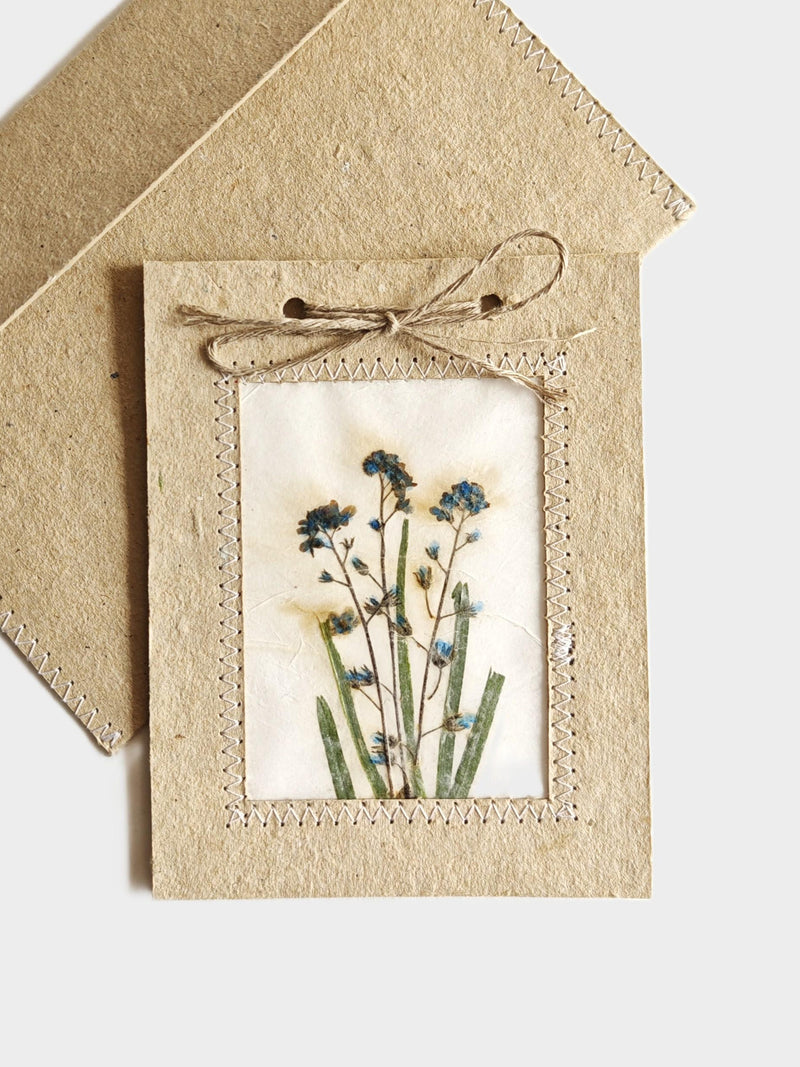 forget me not flowers hand made eco friendly card,  sympathy card,  thinking of you sympathy flower