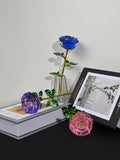 Customized Crystal Rose Ornament, Glass Flower Gift ANNIVERSARY