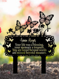 Custom Memorial Garden Sign, Butterfly Grave Marker, In Loving Memory with Butterflies and Flower, Gift for mom, Sympathy Sign, Home decor sympathy flower