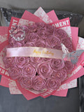 ETERNAL GLITTER ROSE pink bouquet with floral wrap /happy birthday Bouquet