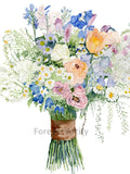 Custom Wedding Bouquet, Watercolor Painting, Anniversary Keepsake, Gift for friends wedding Bouquet
