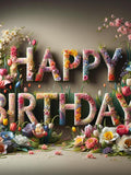 Happy Birthday Floral Art: Instant Downloadable Print birthday flower