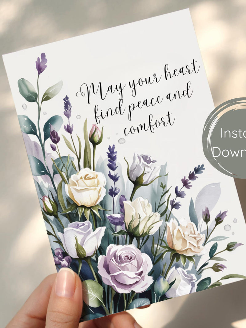 Printable Sympathy Condolences Card | Sorry for Your Loss | Loss of Loved One | Grief Card | Floral Condolences | Bereavement Card sympathy flower