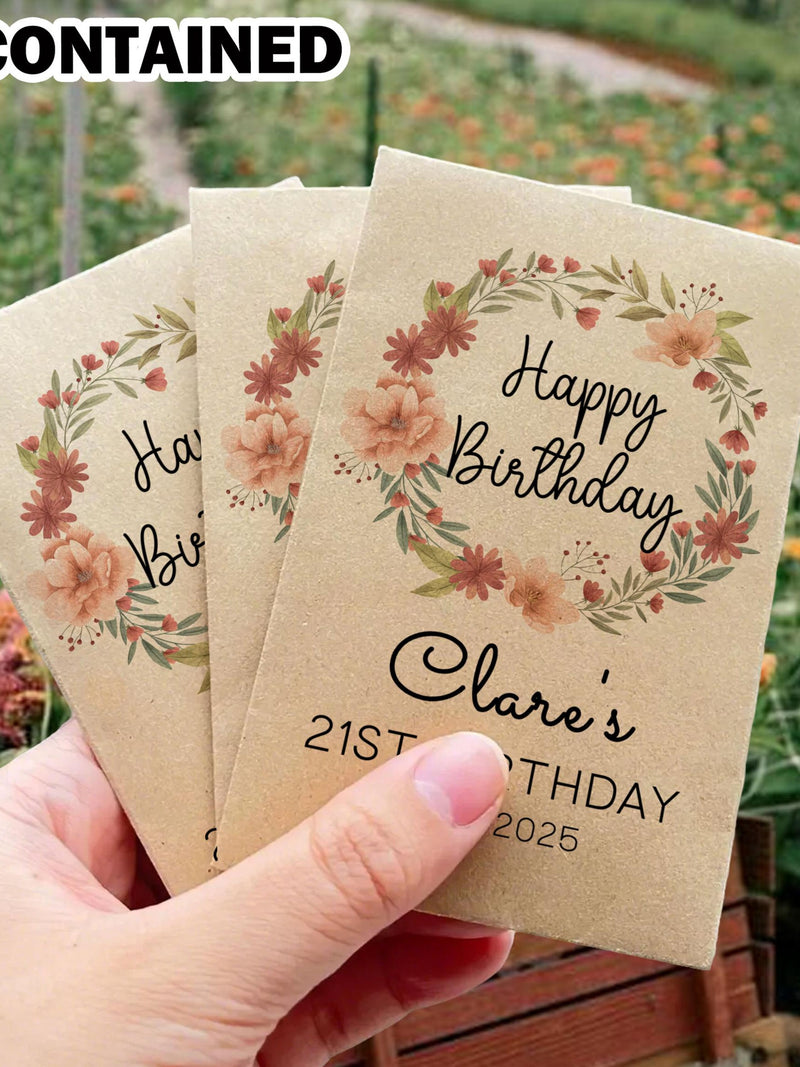 Birthday in Bloom/Custom Birthday Seed Packets/Bulk Birthday Seed Favors/Eco Friendly Wildflower Seeds/Birthday Gifts Idea/Gift for Friends seeds bulk