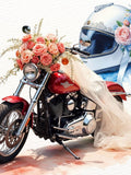 14 Biker Wedding Clipart PNG | Watercolor Floral Motorcycle Bride and Groom | Romantic Biker Wedding Illustrations | biker couple wedding Love Romance Flower