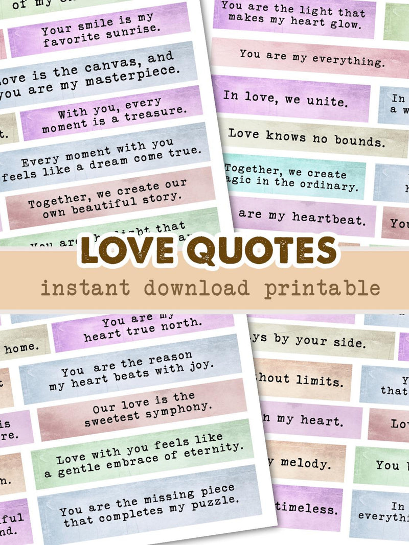 Love Quotes Printable, Digital Download, Words, Positive, Marriage, Relationship, Colorful, Words of Love, Romantic, Couples Love Romance Flower