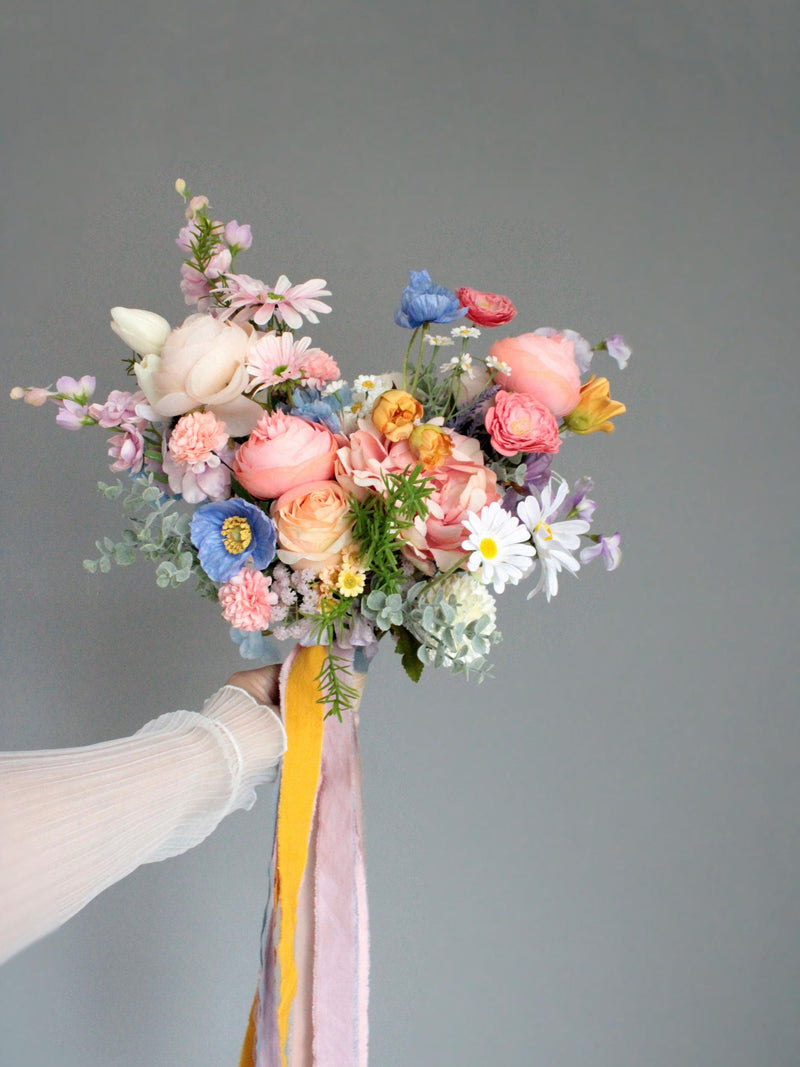 Pastel Wildflower Bouquet, Summer Wedding Bridesmaid Bouquet, Rustic Bridal Flowers, Romantic Garden Style wedding flower