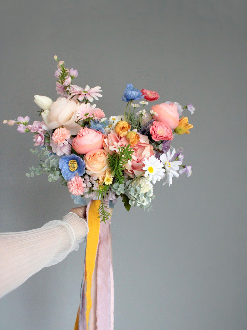 Pastel Wildflower Bouquet, Summer Wedding Bridesmaid Bouquet, Rustic Bridal Flowers, Romantic Garden Style Bouquet