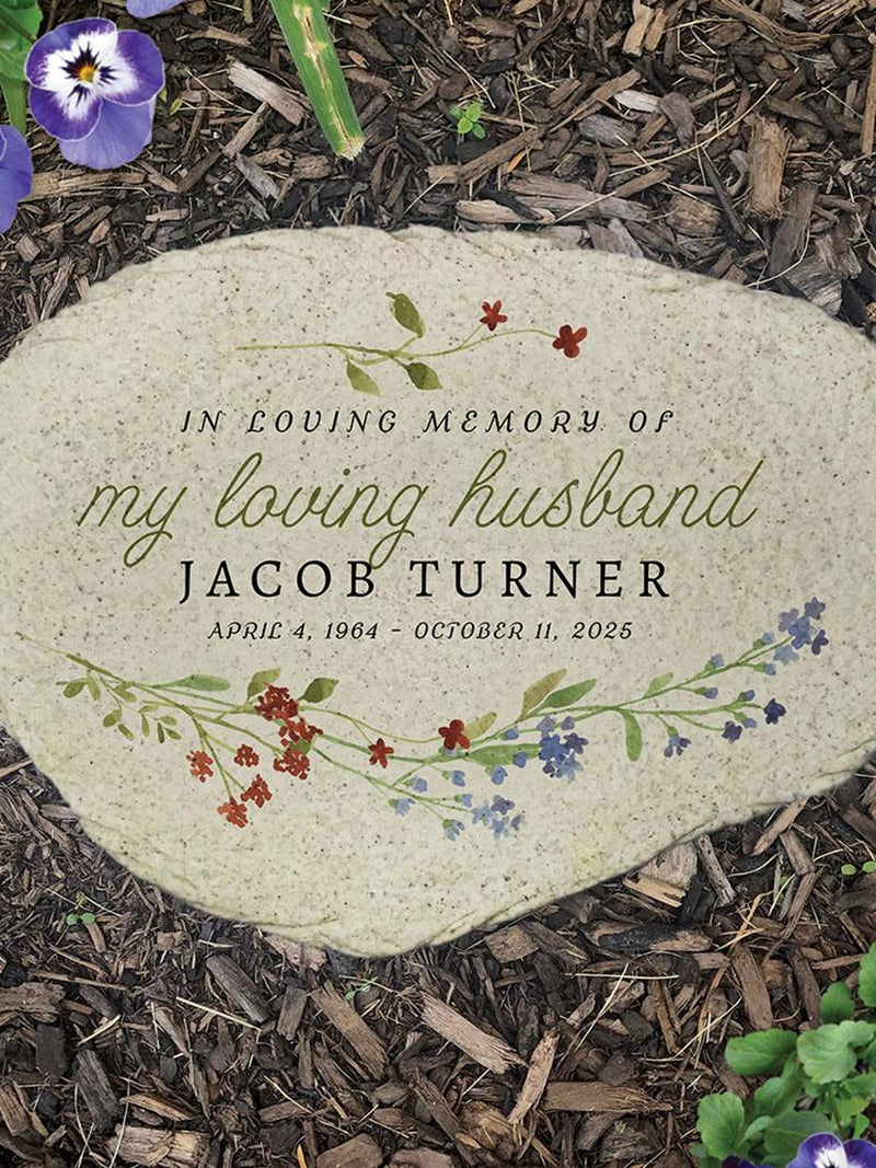Floral Memorial Garden Stone, Personalized In Loving Memory Garden Stone, Memorial Garden, Loss Of Loved One, Family Memorial, Sympathy Gift sympathy flower