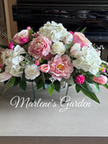 ETERNAL LOVE Hydrangeas and Peonies Cemetery Saddle, Large Cemetery Saddle, Cemetery Flowers, Tombstone, Memorial, Tribute, Marlene's Garden sympathy flower