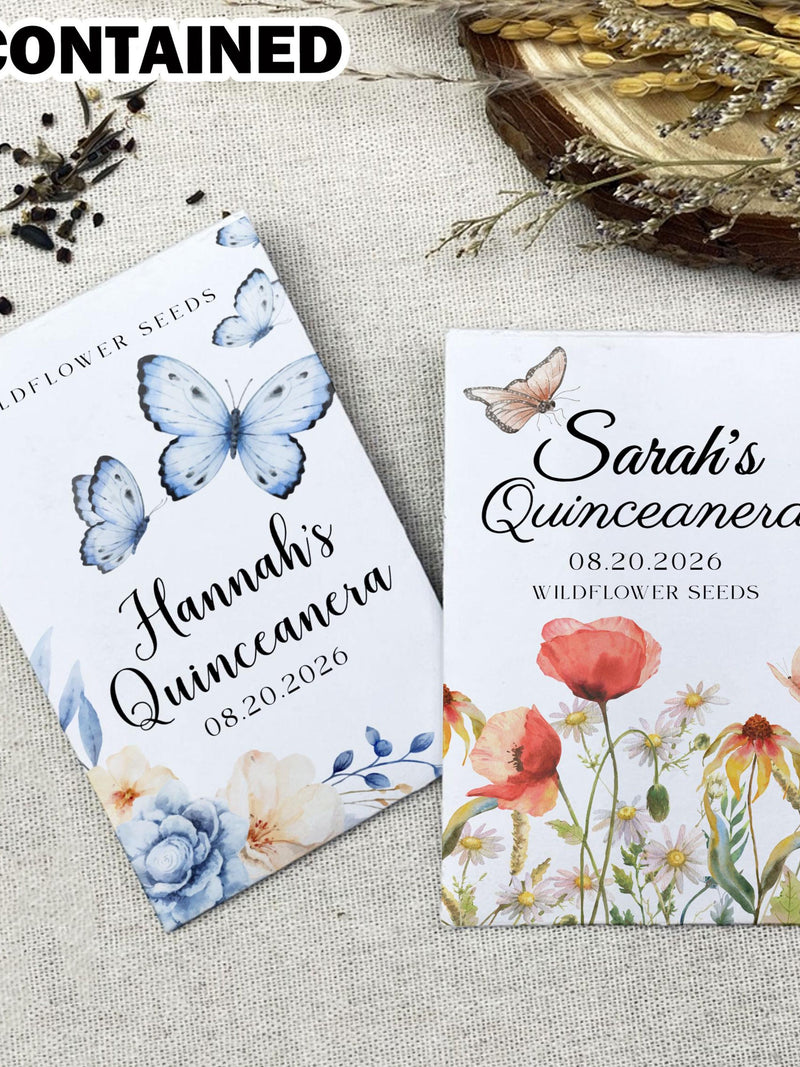 Quinceanera Party Seed Packet Favors/Bulk Birthday Seed Favors/Custom Mis Quince Seed Packets/Eco-Friendly Seed Envelope/Quinceanera Gifts seeds bulk
