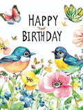 Happy Floral Birthday Clipart Bundle - Butyerflys , Birds ,  Printable Card & Banner Art birthday flower