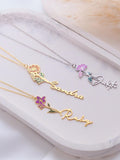 Custom Name Necklace with Birth Flower, Personalized Flower Jewelry Gift for Her, Handmade Birthday gift, Bridesmaid & Christmas Jewelry birthday flower